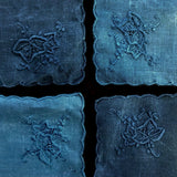 COCKTAIL COASTER SET (4 pc), shades of indigo, naturally dyed