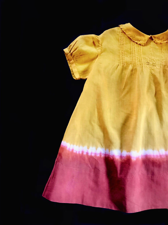 BABY DRESS: naturally dyed with marigold and madder root, Shibori