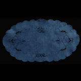 "your are love" MINI TABLEMAT:  naturally dyed indigo, hand embroidery