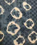 LUNCHEON NAPKIN SET (6 pc),  indigo dyed, Shibori designs over jacquard pattern fabric