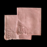 TEA for TWO NAPKIN SET (2 pc), naturally dyed with avocado, lace corner detail