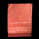 LACE TRIM GUEST TOWEL:  naturally hand-dyed with madder root, Shibori pattern