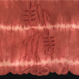 EMBROIDERED GUEST TOWEL:  naturally hand-dyed with madder root, Shibori pattern